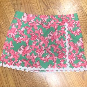 Lily Pulitzer RicRac Pink and Green floral miniskirt with front slit size 2